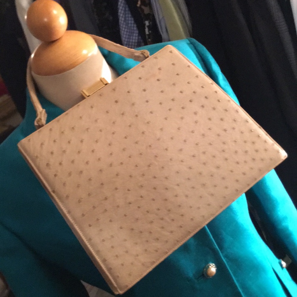 💥Vintages Ostrich Tan Handbag💥